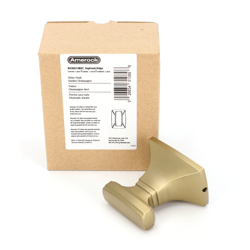 Highland Ridge Golden Champagne Single Prong Robe Hook