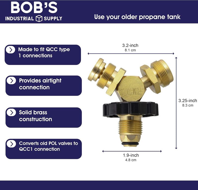BOBS BRASS PROPANE Y ADAPTER SPLITTER QCC1 CONNECTORS