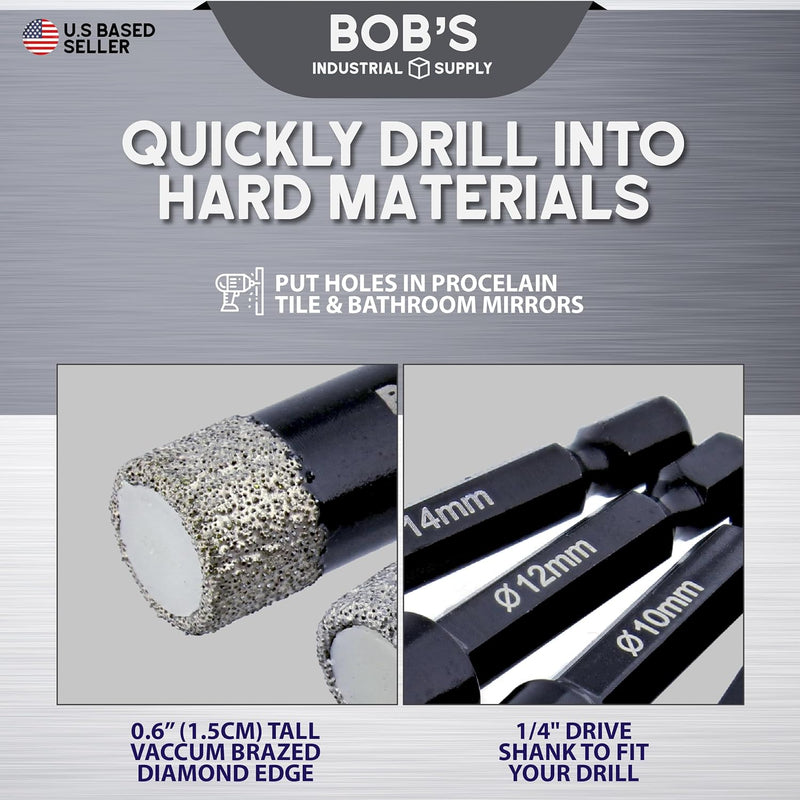 BOBS 5PC DIAMOND DRILL BIT SET 1/4'' SHANK