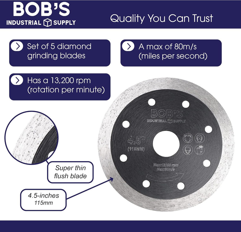 BOBS 5PC 4-1/2'' DIAMOND TURBO BLADES