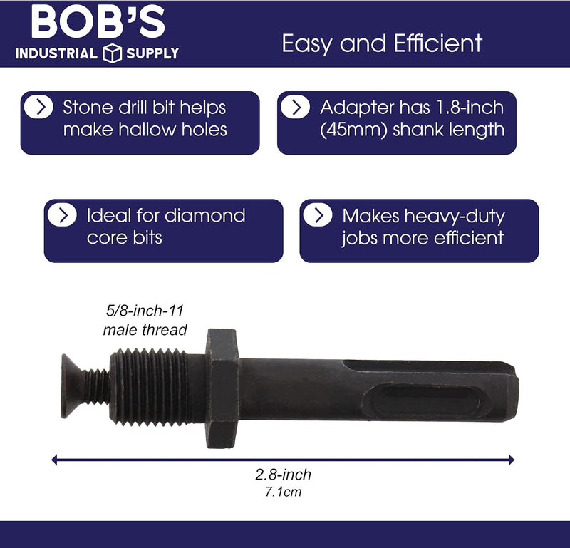 BOBS CORE DRILL BIT ADAPTER 5/8x11NC MALE TO SDS+ SHANK