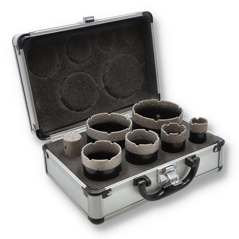 BOBS 7PC DIAMOND HOLE SAW KIT IN METAL CASE