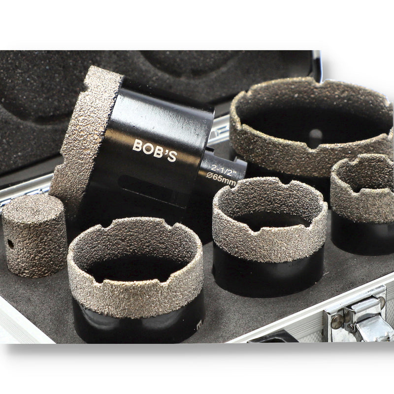 BOBS 7PC DIAMOND HOLE SAW KIT IN METAL CASE