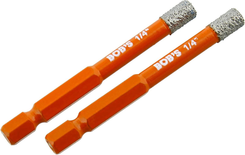 BOBS 2pc DRY DIAMOND DRILL BITS w/1/4'' QUICK CHANGE HEX SHANK