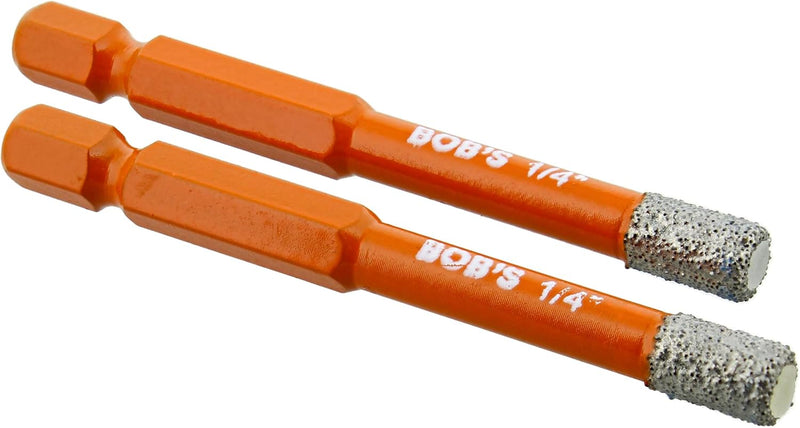 BOBS 2pc DRY DIAMOND DRILL BITS w/1/4'' QUICK CHANGE HEX SHANK