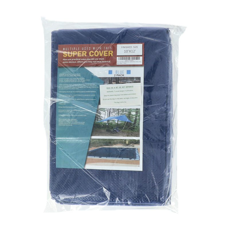 SUPER COVER 2pk TARP 10x12 BLUE FINISH SIZE 240SQFT 5 MIL