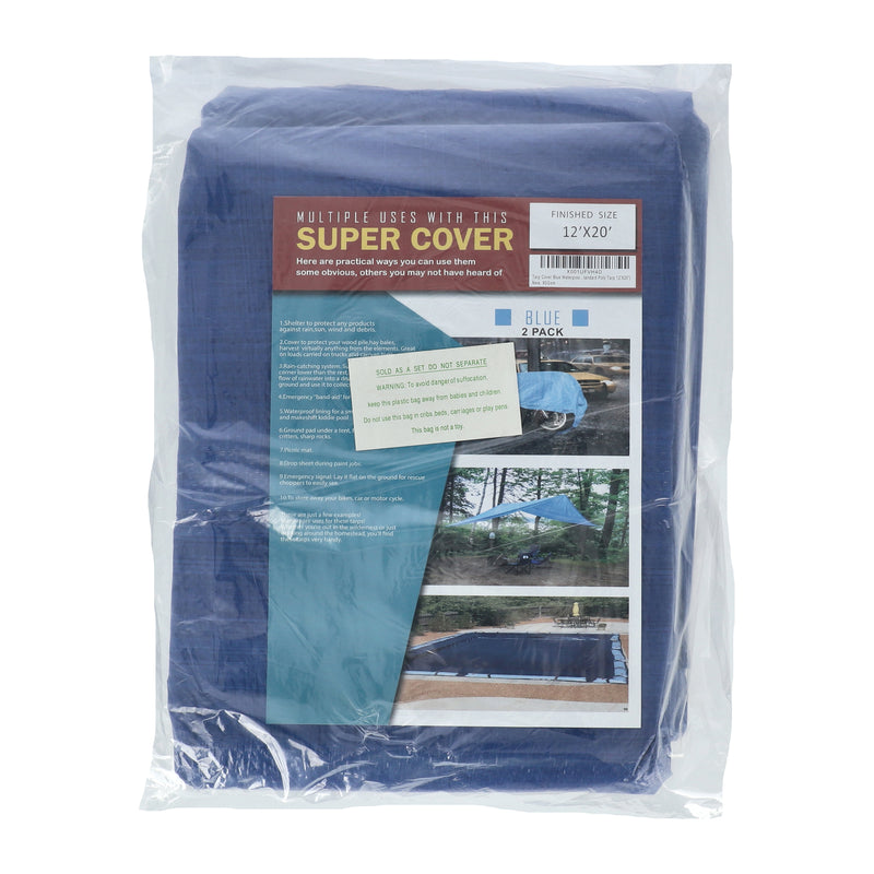 SUPER COVER 2PK TARP 12X20 BLUE FINISH SIZE 480SQFT 5 MIL