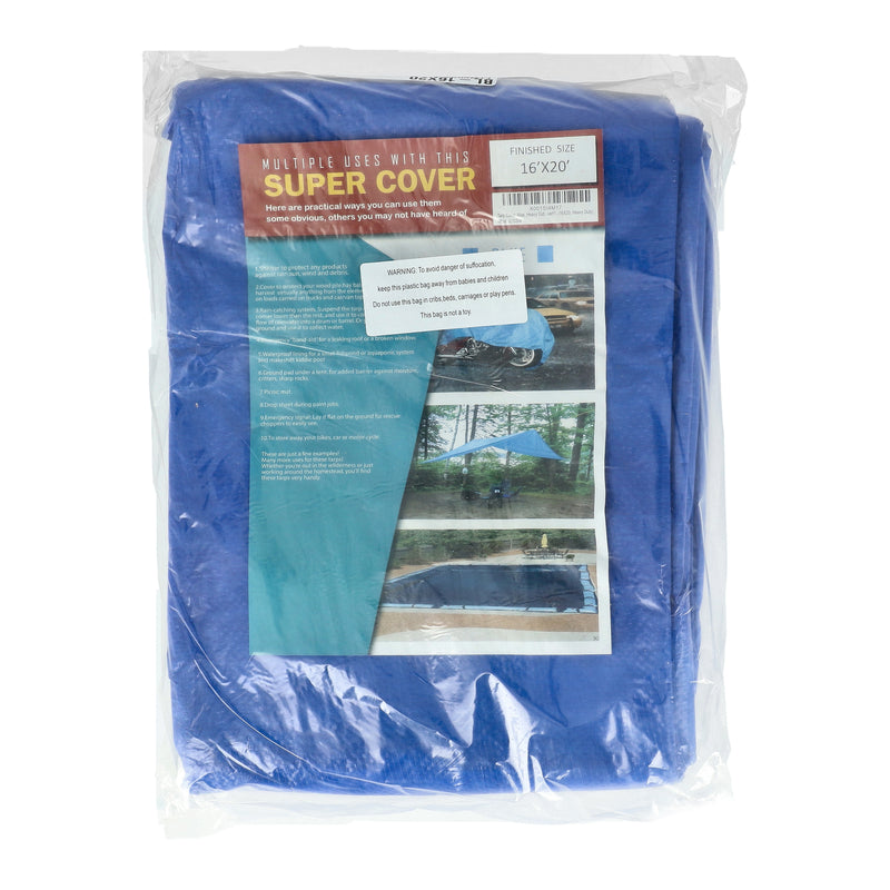 SUPER COVER TARP 16X20 BLUE FINISH SIZE 320SQFT 5 MIL