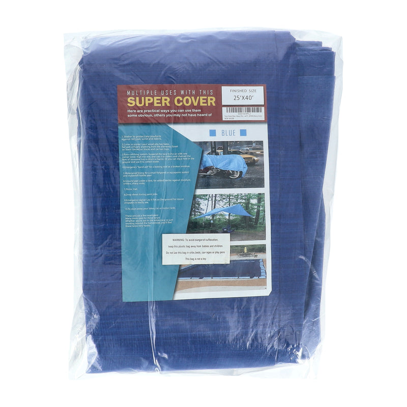 BL-25X40-SUPER COVER TARP 25X40 BLUE FINISH SIZE 1000FT² 5 MIL
