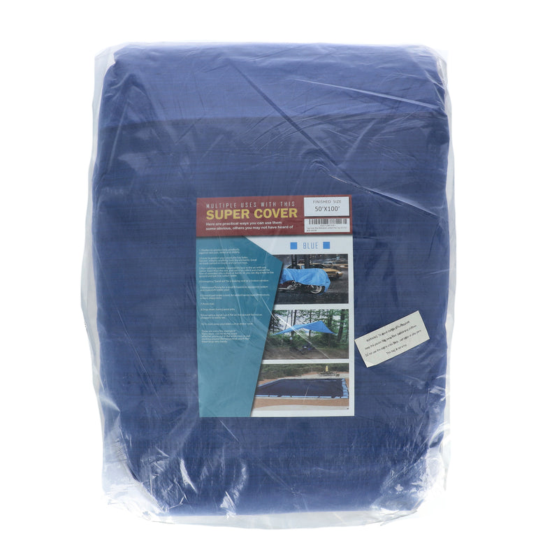 SUPER COVER TARP 50x100' BLUE FINISH SIZE 5000SQFT 5 MIL