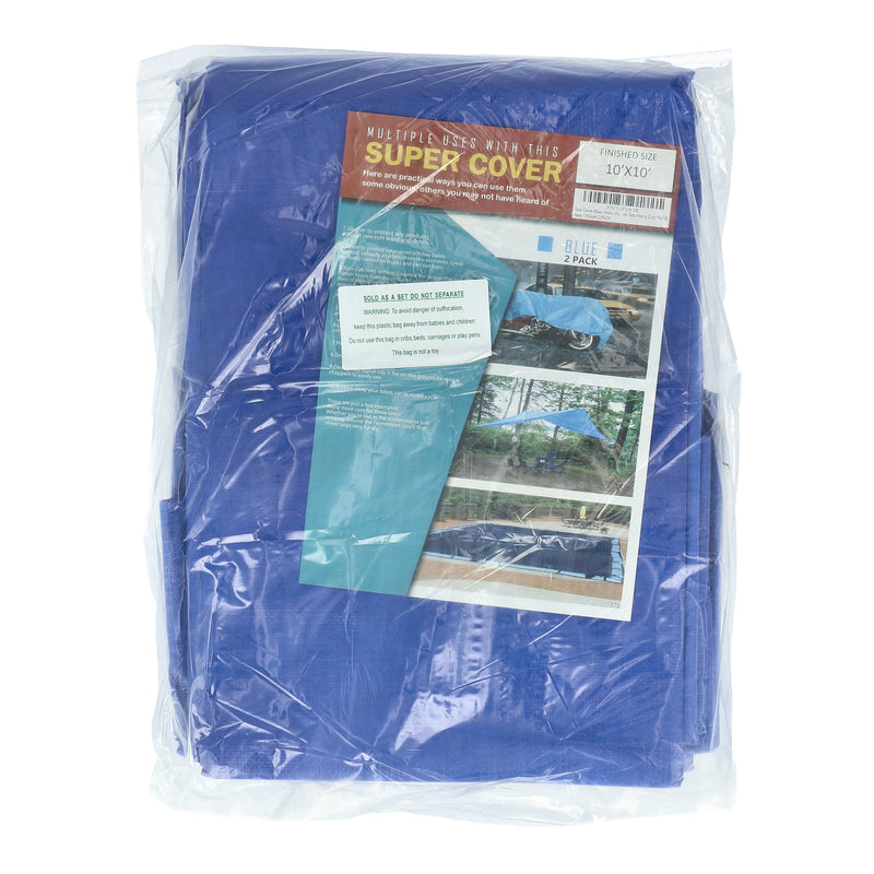 SUPER COVER 2PK TARP 10x10' BLUE FINISH SIZE 200SQFT 10 MIL