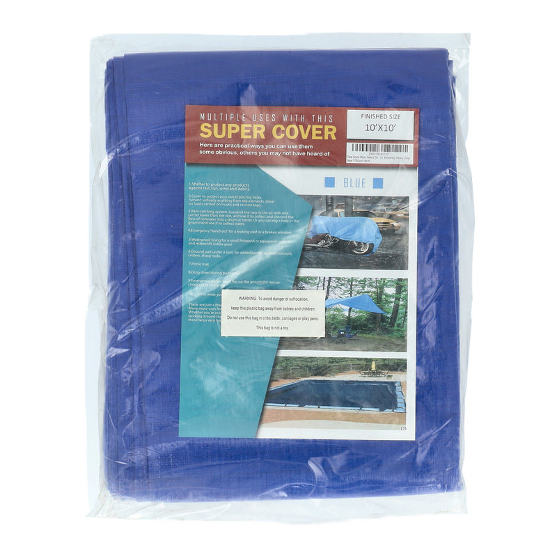 SUPER COVER TARP 10x10' BLUE FINISH SIZE 100SQFT 10 MIL