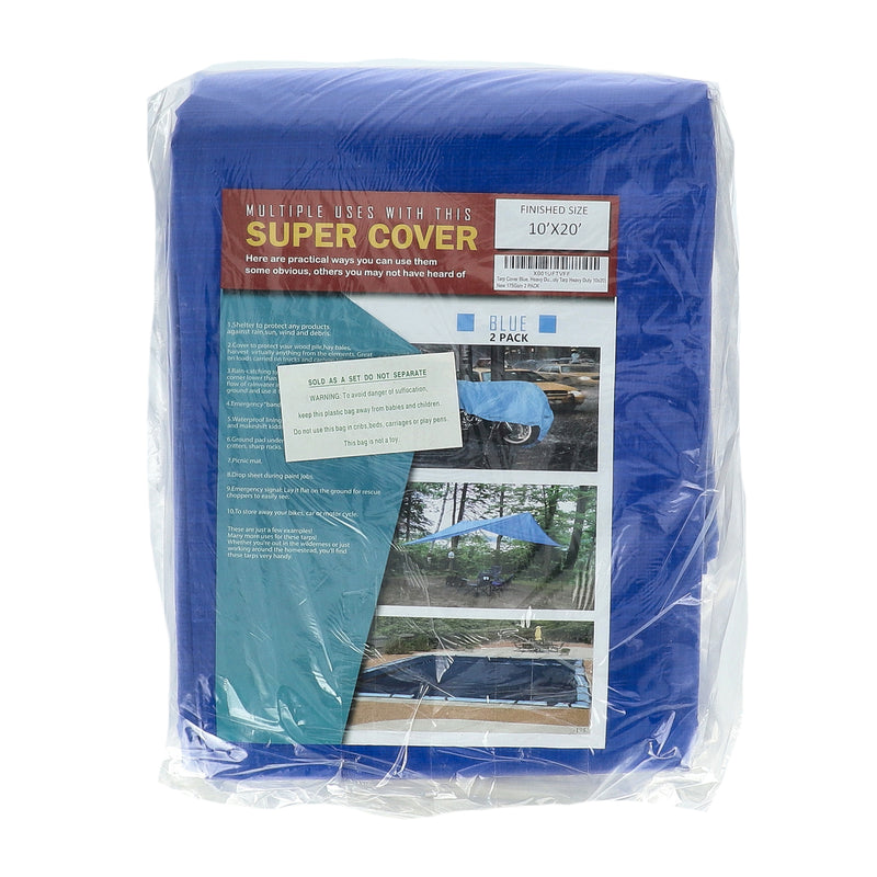 SUPER COVER 2PK TARP 10X20 BLUE FINISH SIZE 400SQFT 10 MIL