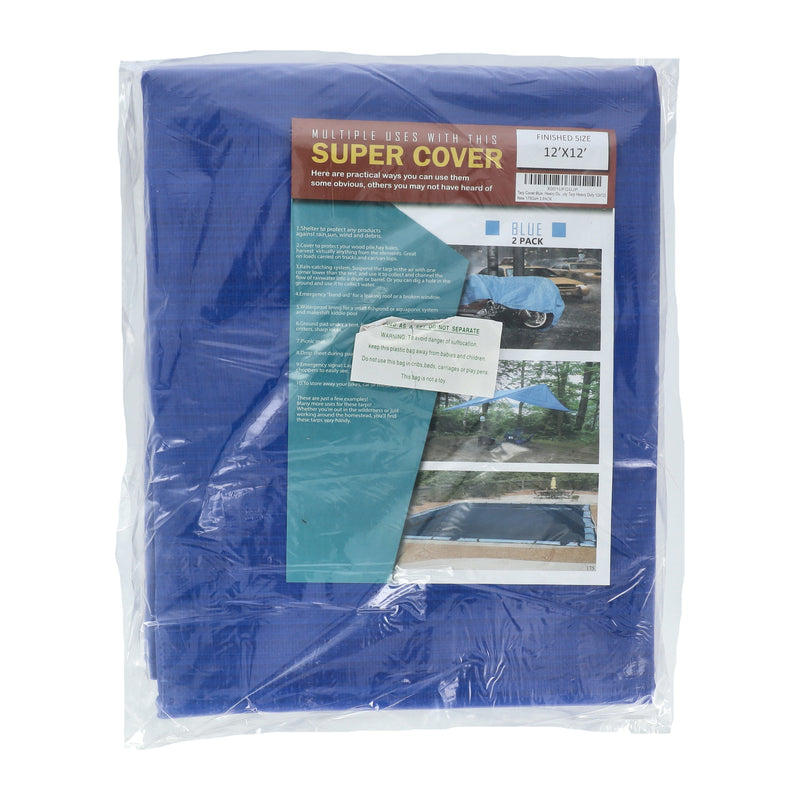 SUPER COVER 2PK TARP 12X12 BLUE FINISH SIZE 288SQFT 10 MIL