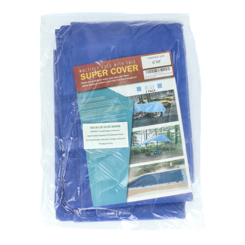 SUPER COVER 2PK TARP 6X8' BLUE FINISH SIZE 96SQFT 10 MIL