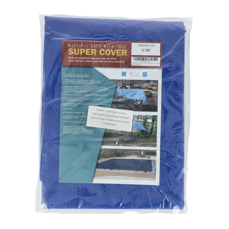 SUPER COVER TARP 6X8 BLUE FINISH SIZE 48SQFT 10 MIL
