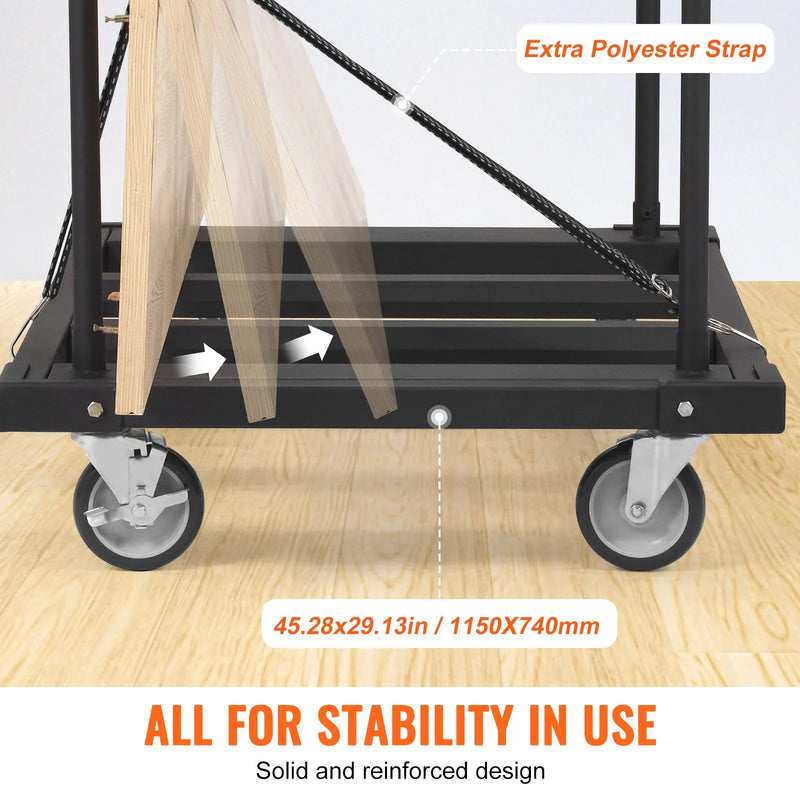 VEVOR 1800LB DRYWALL PANEL DOLLY CART WITH 5'' SWIVEL CASTERS