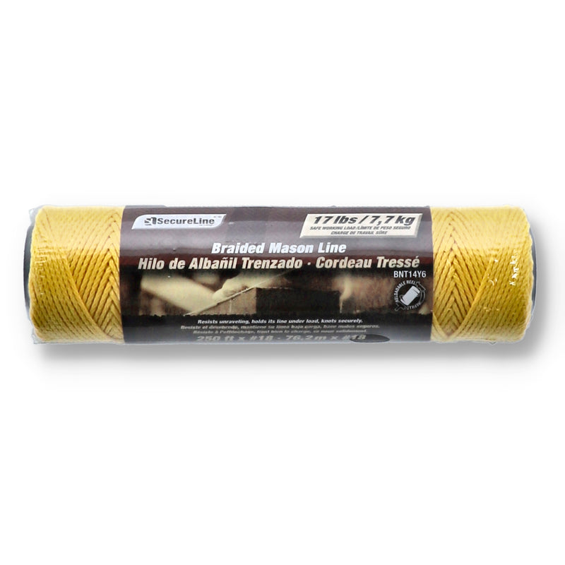 250'x#18 YELLOW BRAIDED MASON LINE 17LB WLL