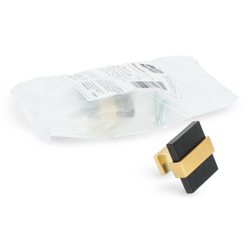 Overton 1-3/8 '' (35mm) Length Brushed Matte Black-Brushed Gold Cabinet Knob