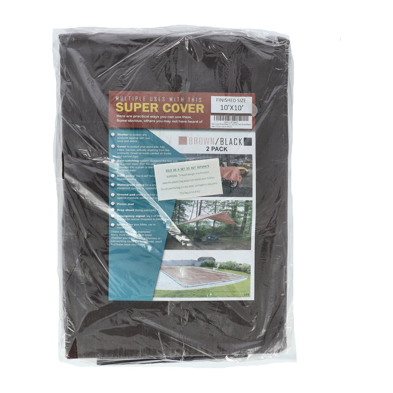 SUPER COVER 2PK TARP 10X10 BROWN/BLACK FINISH SIZE 200SQFT 10 MIL