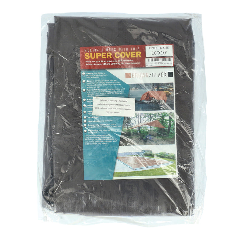 BR-10X10-SUPER COVER TARP 10X10 BROWN/BLACK FINISH SIZE 100FT² 10 MIL