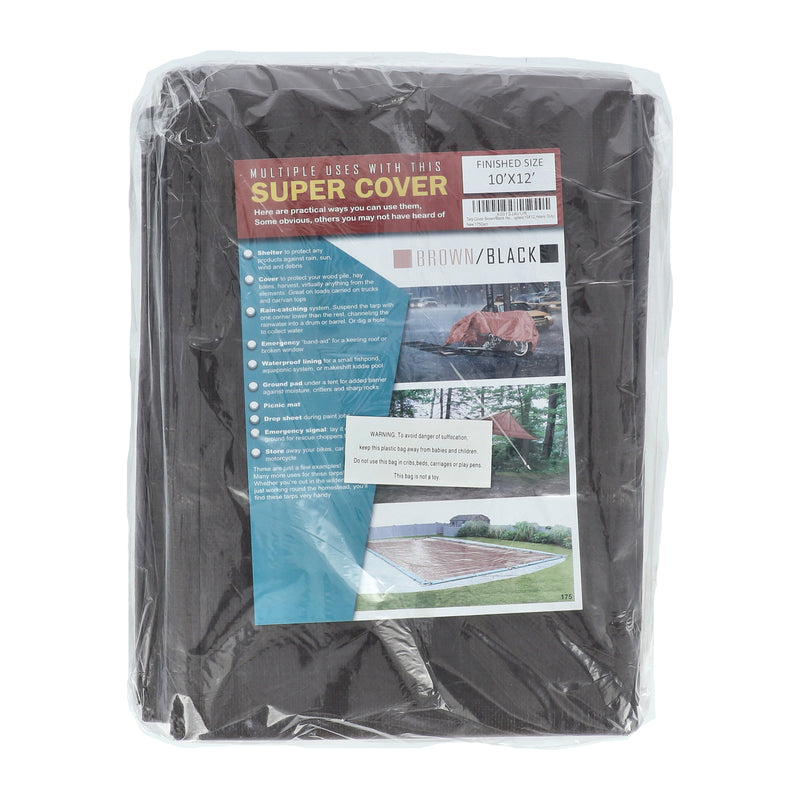 SUPER COVER TARP BROWN/BLACK FINISH SIZE 120SQFT 10 MIL