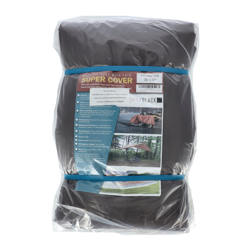 SUPER COVER TARP 30X30 BROWN/BLACK FINISH SIZE 900SQFT 10 MIL