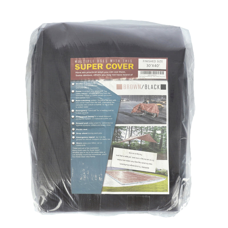 SUPER COVER TARP 30x40' BROWN/BLACK FINISH SIZE 1200SQFT 10 MIL