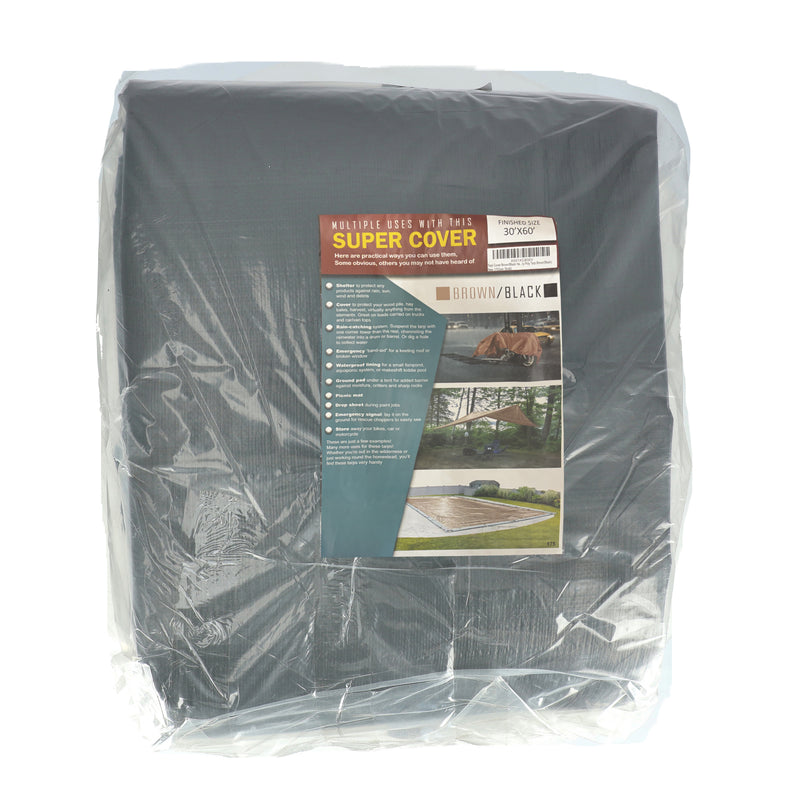 SUPER COVER TARP 30X60 BROWN/BLACKFINISH SIZE 1800SQFT 10 MIL