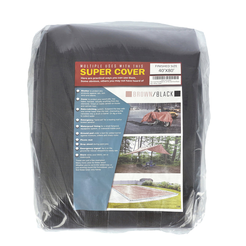SUPER COVER TARP 40X80  BROWN/BLACKFINISH SIZE  3200FT² 10 MIL