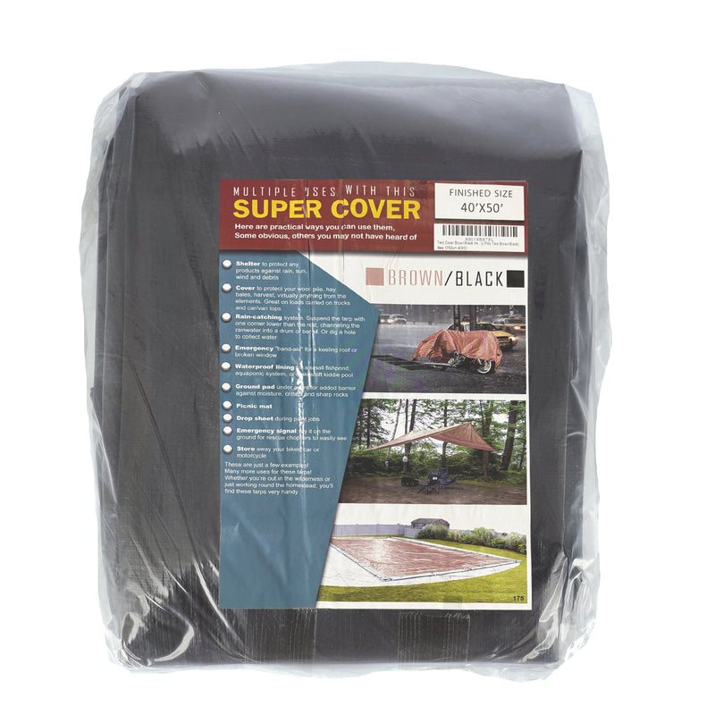 SUPER COVER TARP 40X50 BROWN/BLACK FINISH SIZE 2000SQFT 10 MIL