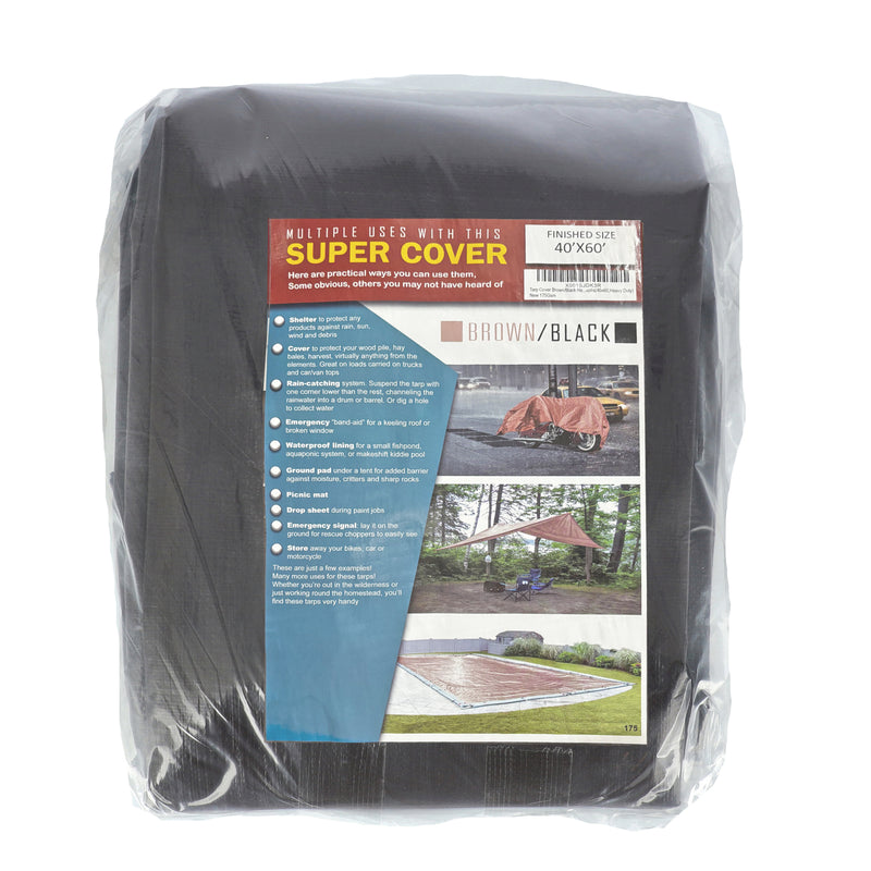 SUPER COVER TARP 40X60 BROWN/BLACKFINISH SIZE 2400SQFT 10 MIL