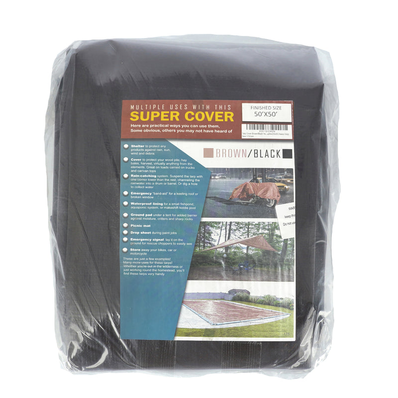 SUPER COVER TARP 50X50  BROWN/BLACKFINISH SIZE  2500FT² 10 MIL