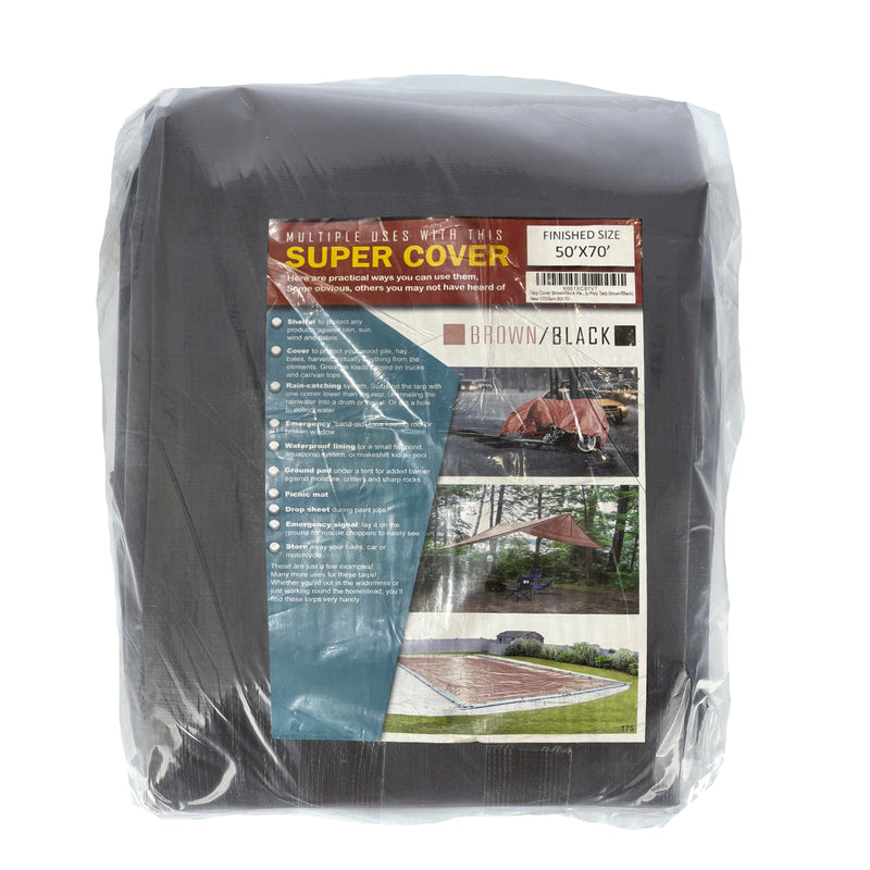SUPER COVER TARP 50X70 BROWN/BLACK FINISH SIZE 3500SQFT 10 MIL