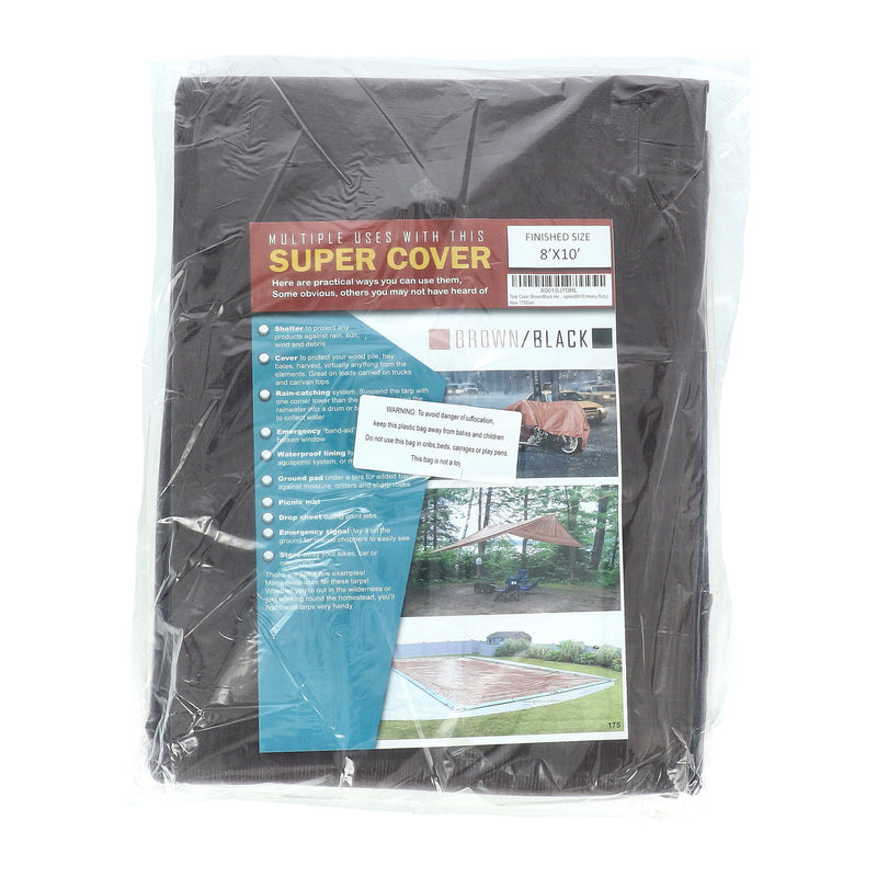 SUPER COVER TARP 8X10 BROWN/BLACK FINISH SIZE 80SQFT 10 MIL