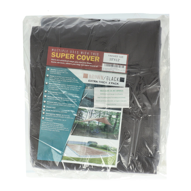 SUPER COVER 2PK TARP 10X12' BROWN/BLACK FINISH SIZE 240SQFT 20 MIL