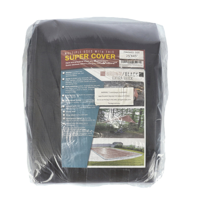 SUPER COVER TARP 25x45' BROWN/BLACK FINISH SIZE 1125SQFT 20 MIL