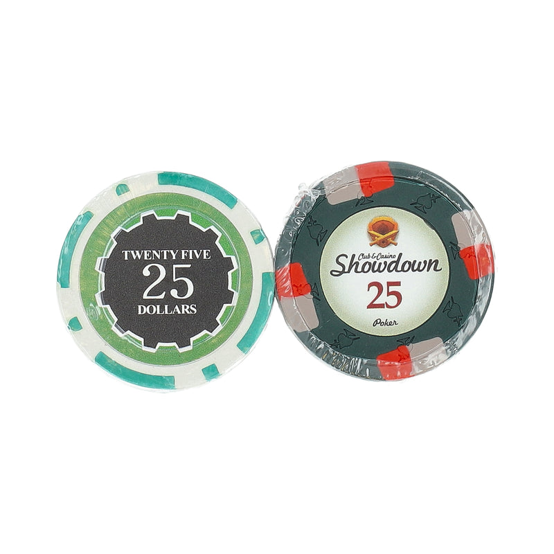 BRYBELLY 25PK 14 GRAM $25 CLAY COMPOSITE POKER CHIPS ASSORTED COLORS