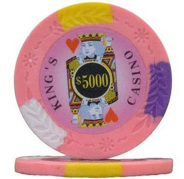 25pc KINGS CASINO 14g CLAY $5000 POKER CHIPS