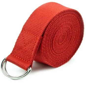 8' RED COTTON YOGA STRAP WITH METAL D RING