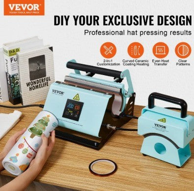 VEVOR GREEN TUMBLER AND HAT HEAT PRESS MACHINE