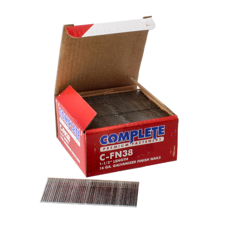 COMPLETE 2500CT STRAIGHT STRIP GALVANIZED FINISHING NAILS 1-1/2'' 16 GAUGE