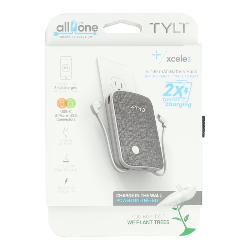 2x RAPID WALL CHARGER & BATTERY PACK USB-C & MICRO USB 6700mAh