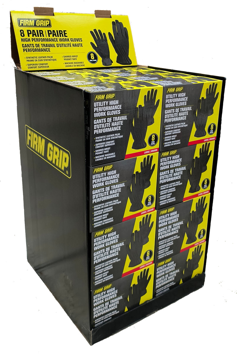8pr UTILITY WORK GLOVES LRG SYNTHETIC LEATHER PALM