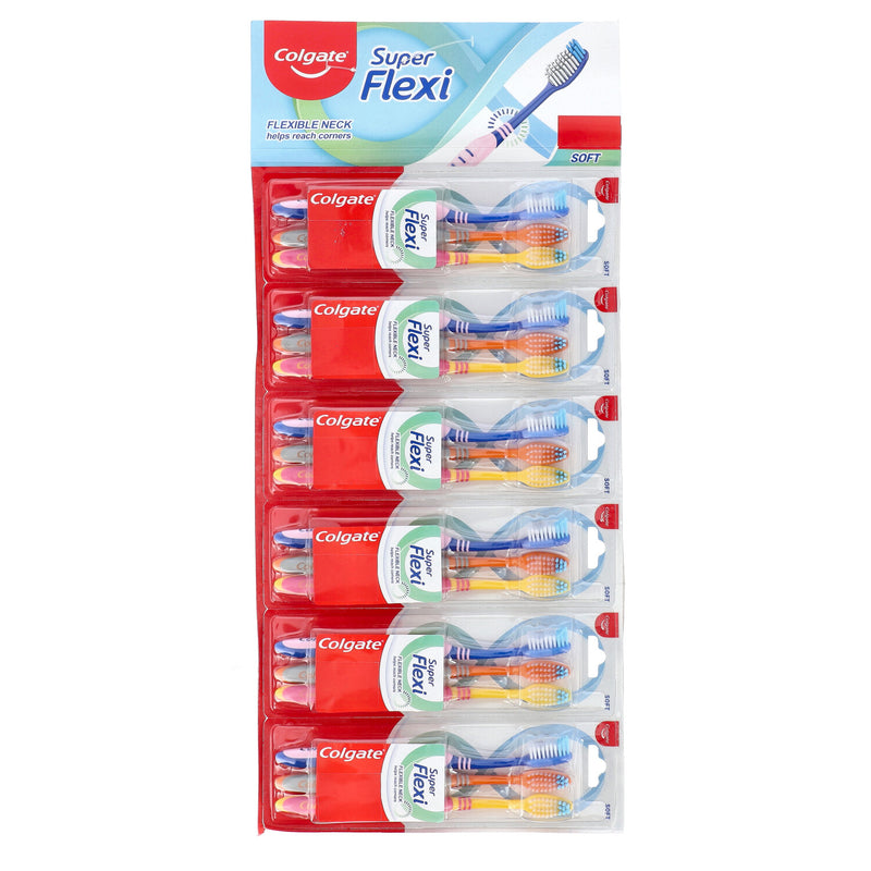 COLGATE 3pk SUPER FLEX-NECK TOOTHBRUSH SET SOFT BRISTLES