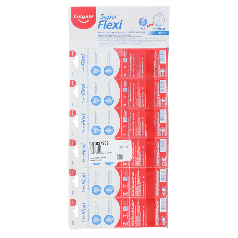 COLGATE 3pk SUPER FLEX-NECK TOOTHBRUSH SET SOFT BRISTLES