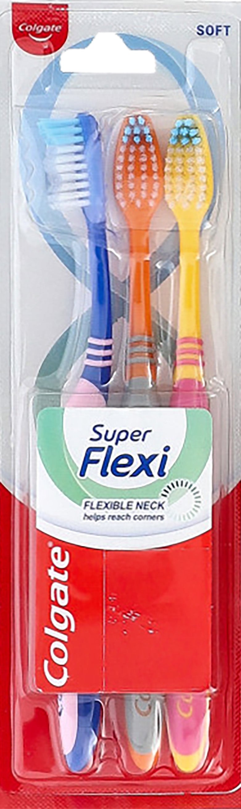 COLGATE 3pk SUPER FLEX-NECK TOOTHBRUSH SET SOFT BRISTLES