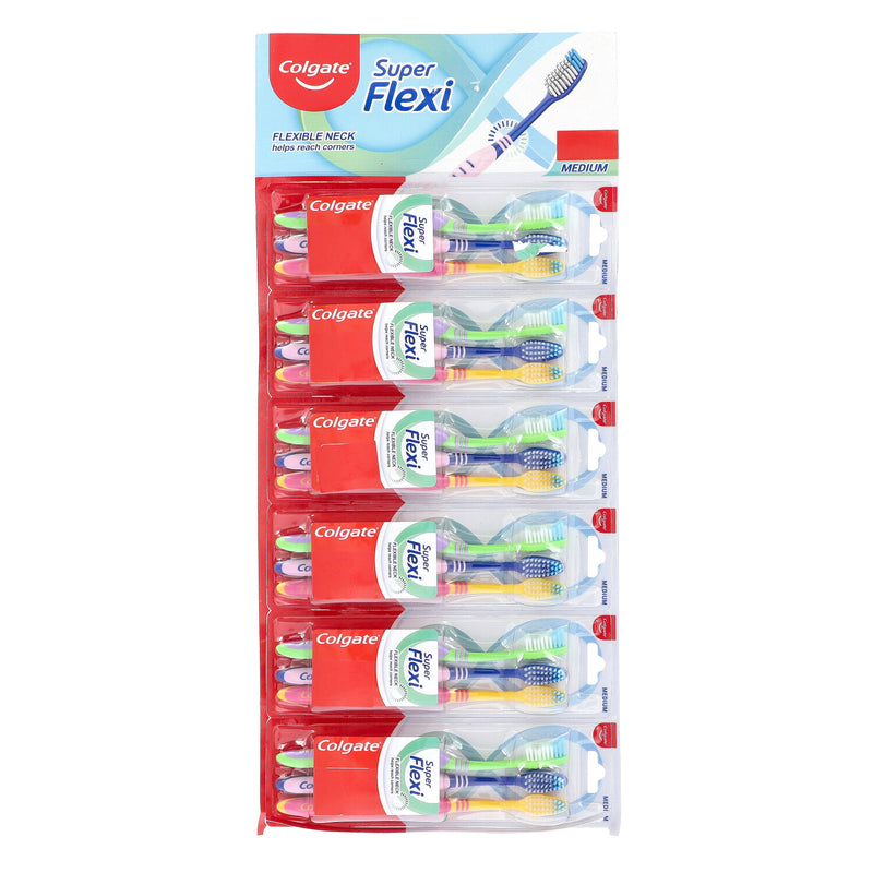 COLGATE 3pk SUPER FLEX-NECK TOOTHBRUSH MED BRISTLES