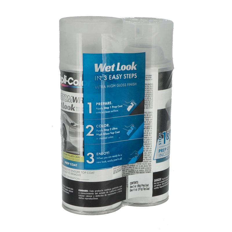 DUPLICOLOR CUSTOM WRAP WET LOOK 2 AEROSOL PREP KIT CLEAR