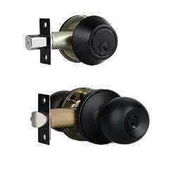 PROTOUCH 2PK ENTRY LOCK & DEADBOLT KEYED ALIKE BLACK